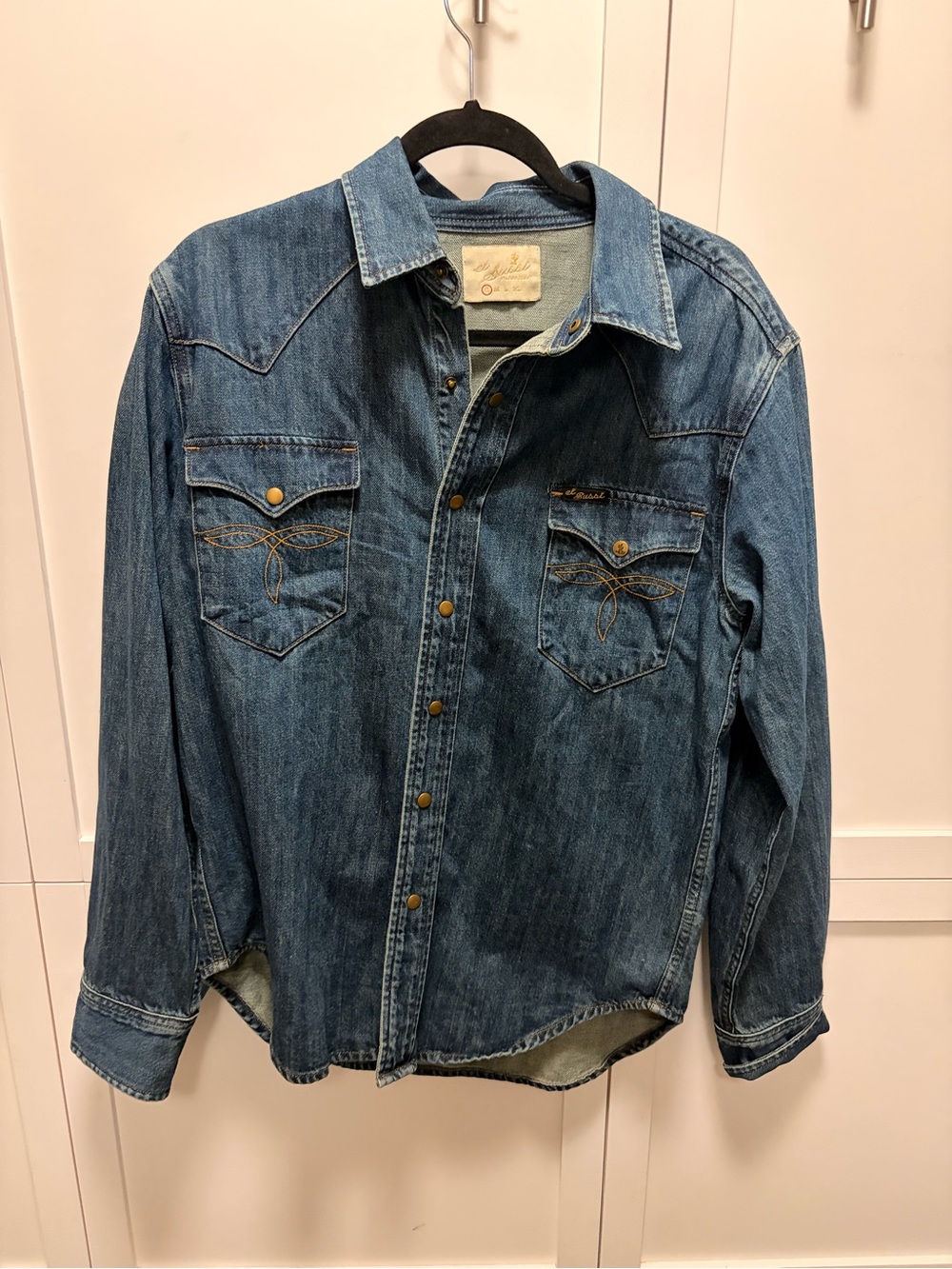 Designer Men's Blue Denim Western Shirt - Classic Snap Front